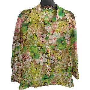 Vintage 60/70s Dagger Collar Sheer Blouse